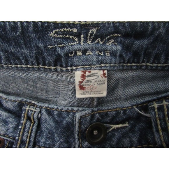 Silver Women Jeans Size 26 Blue Low Rise Alex Distressed Faded Flare Denim - Picture 3 of 4